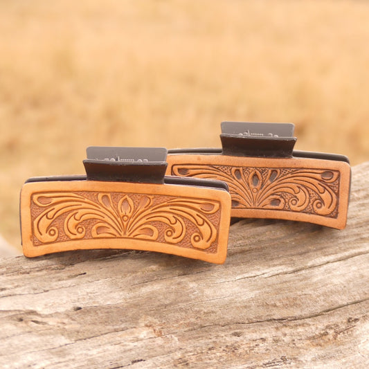 Tooled Leather Hair Clip