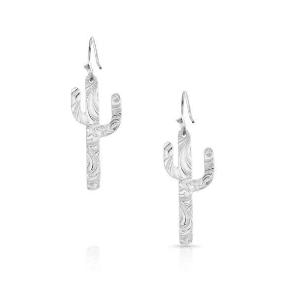 Hammered Silver Cactus Earrings.