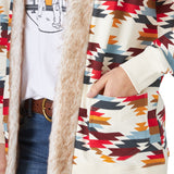 Wrangler Women's Southwestern Faux Fur Trimmed Hoodie