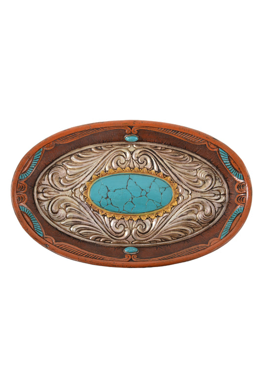 Baroque Silver & Turquoise Tray