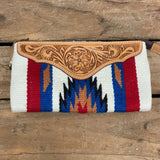 Tooled Off White Saddle Blanket Clutch