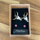 The Pearl Longhorn Earring Set